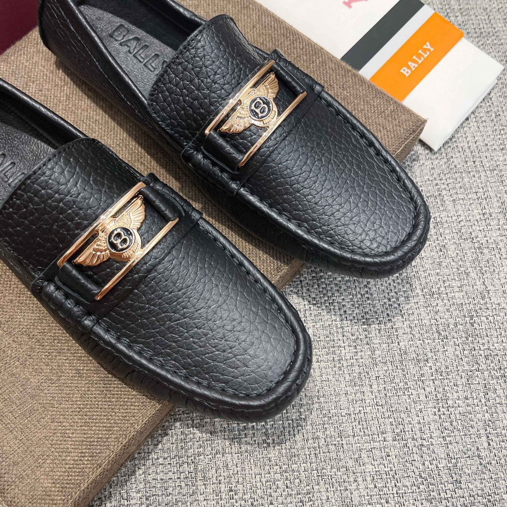 Bally Men's Black Textured Slip-On Loafers