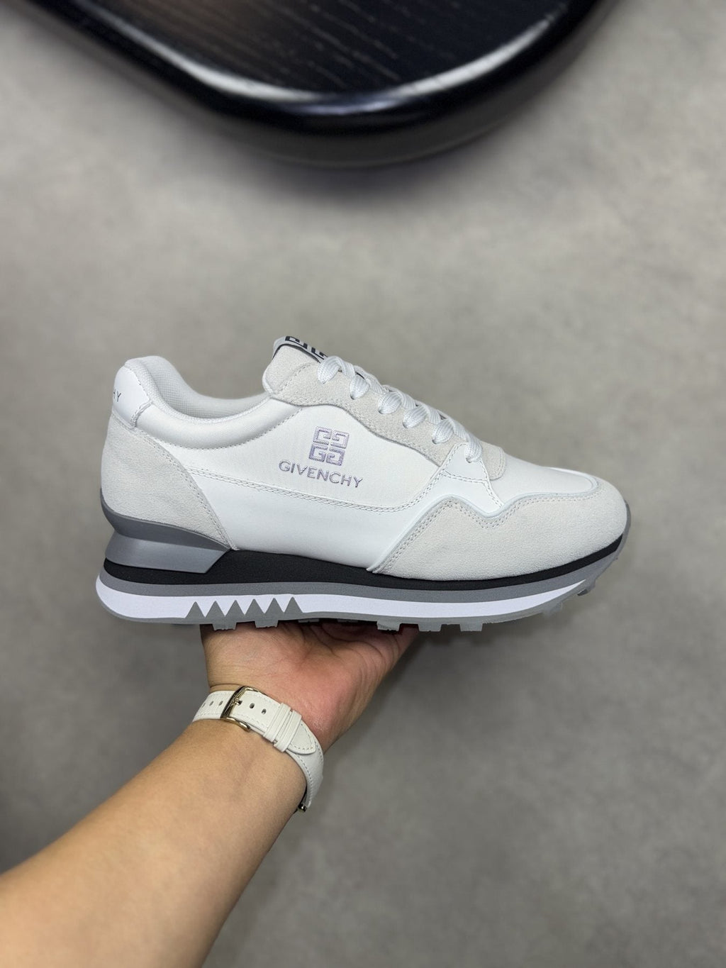 Givenchy White and Light Gray Low-Top Sneakers