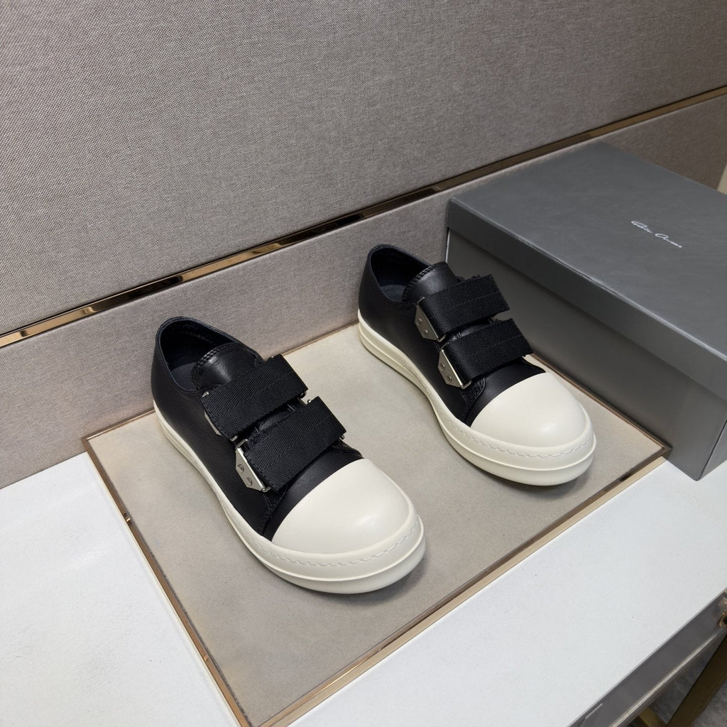 Rick Owens Black Strap Low-Top Sneakers
