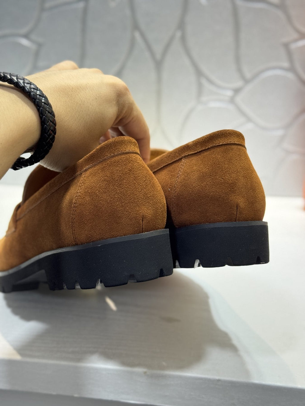 Hermès Men's Brown Leather Lug-Sole Loafers