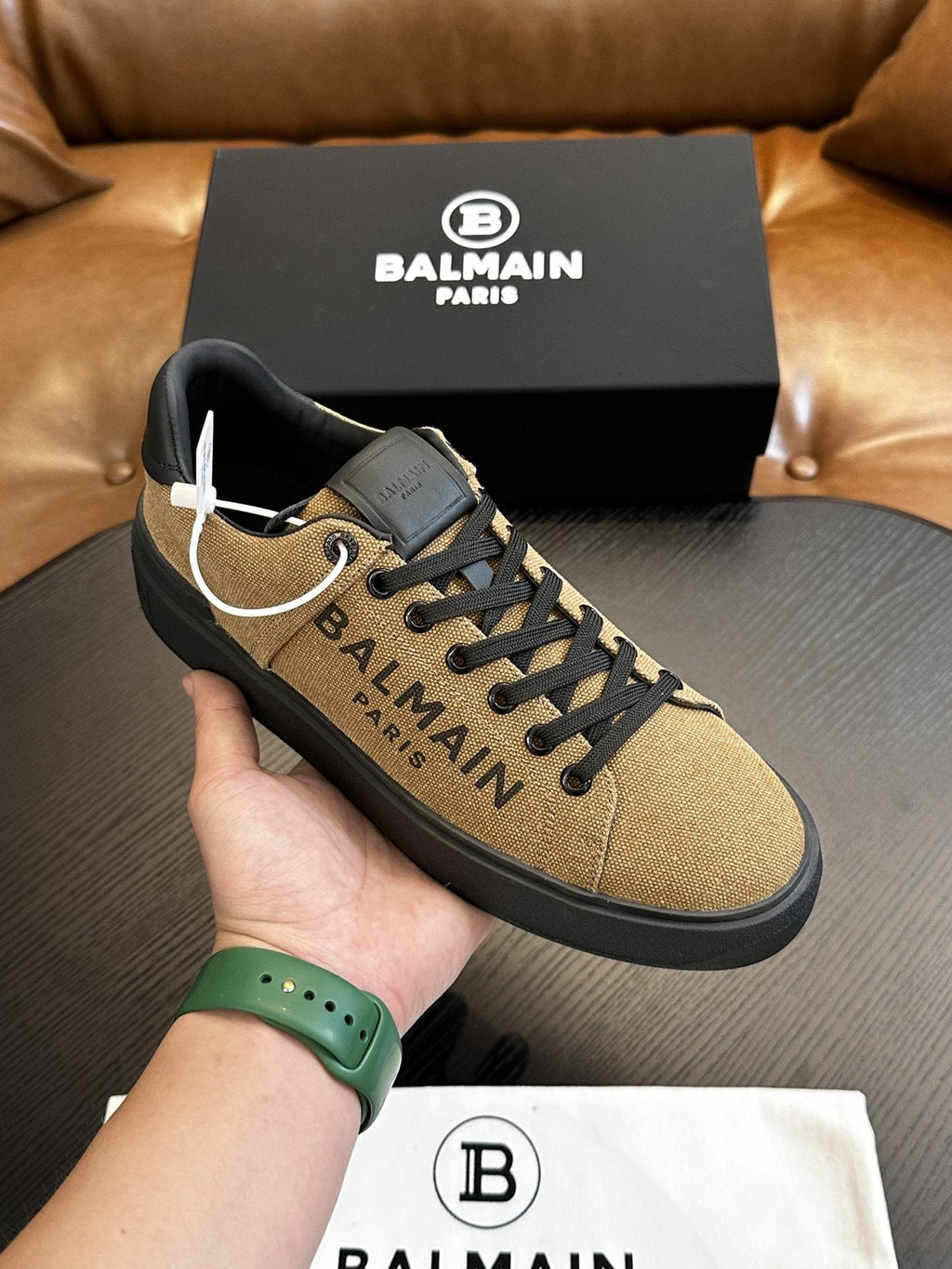 Balmain Tan and Black B-Skate Sneakers