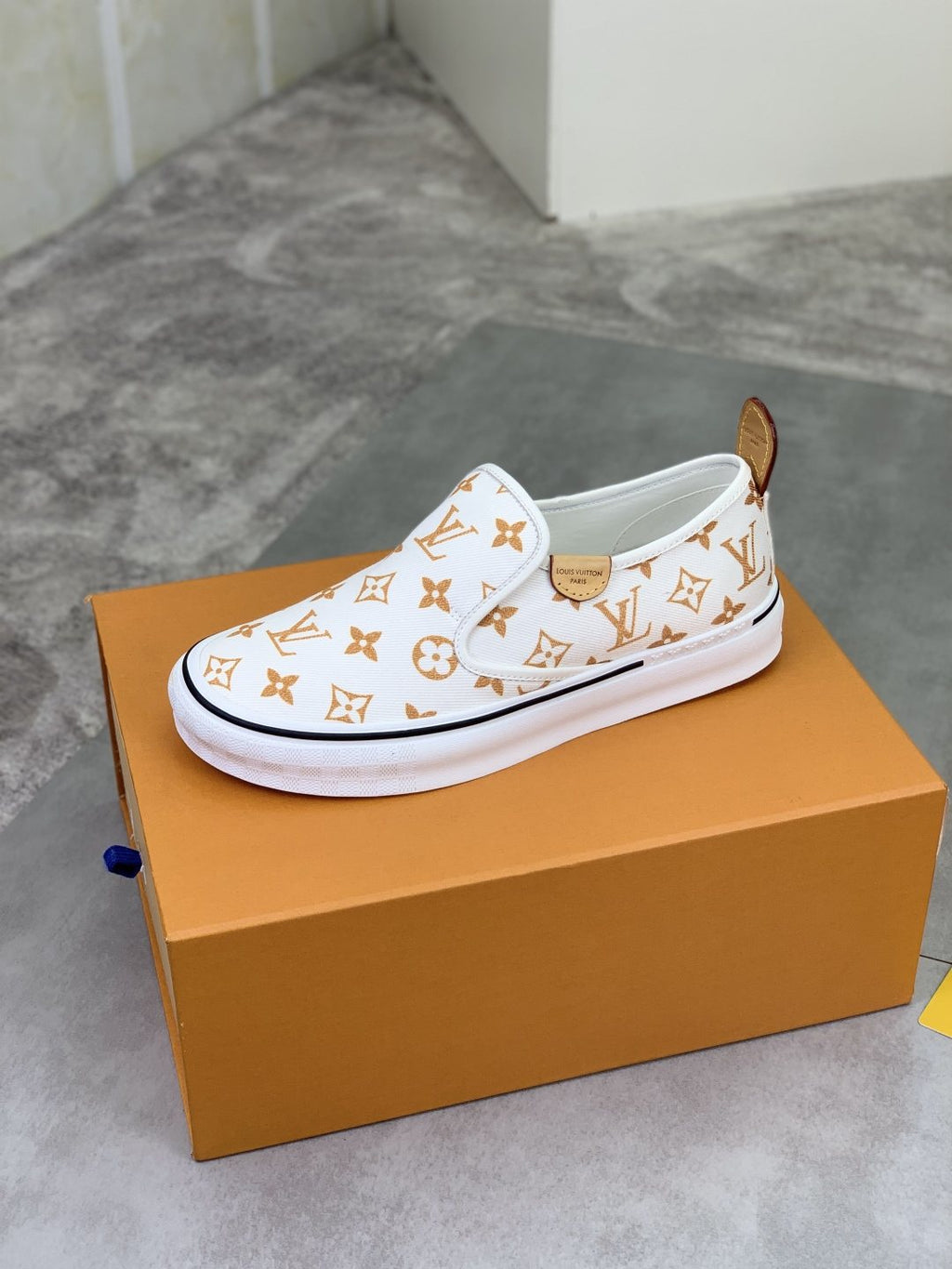 Louis Vuitton White Printed Slip-On Shoes