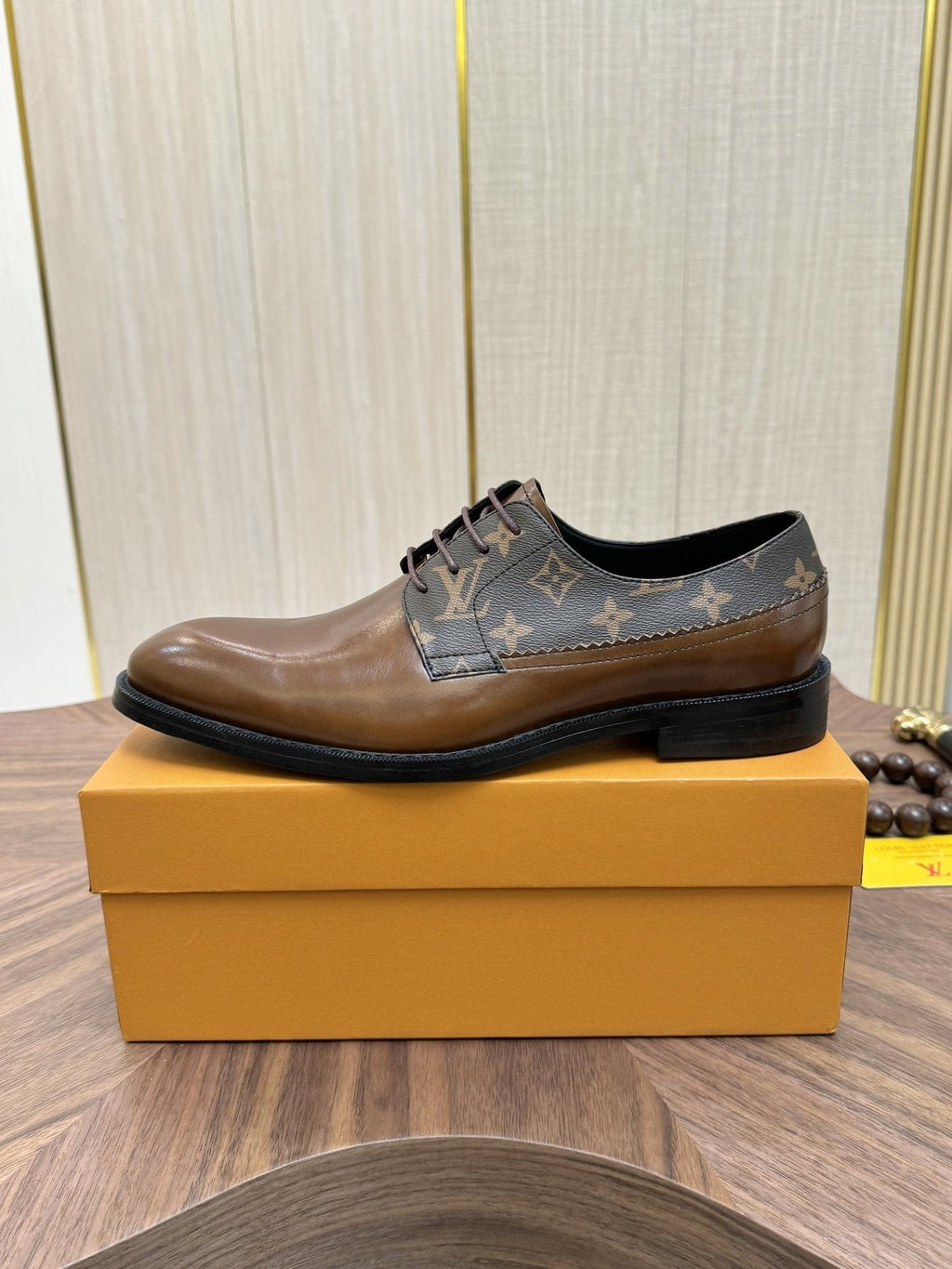 Louis Vuitton Men's Brown Monogram Lace-Up Dress Shoes