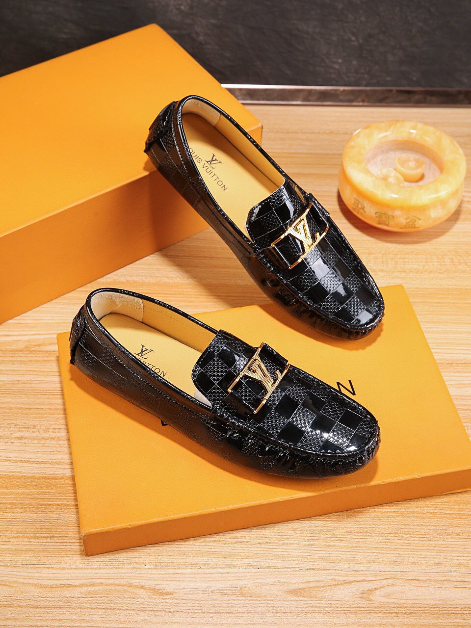Louis Vuitton Men's Black Buckle Driving Loafers