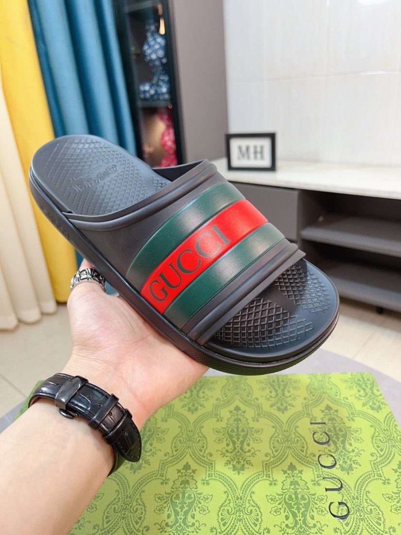 Gucci Striped Slide Sandals