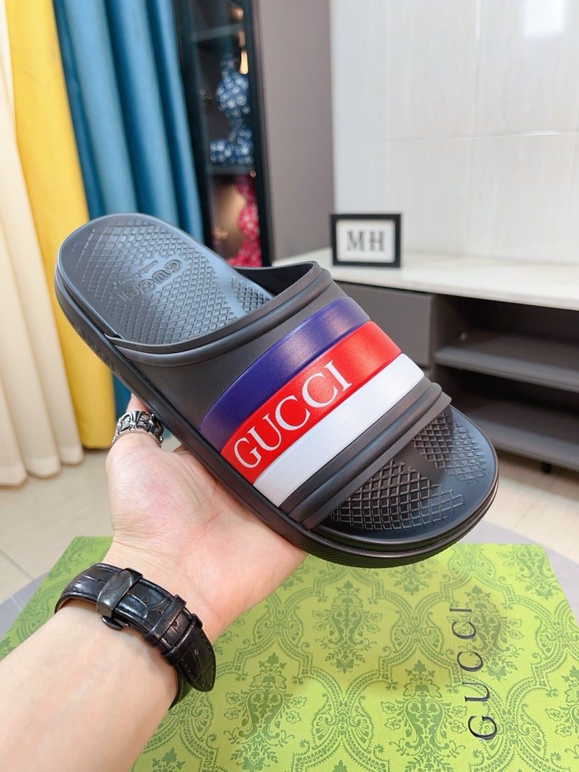 Gucci Striped Slide Sandals