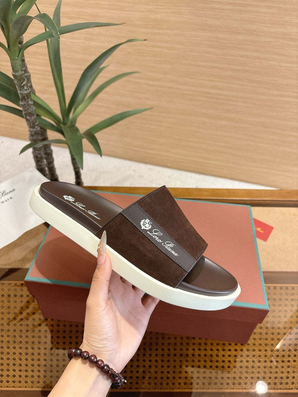 Loro Piana Wide-Strap Slide Sandals