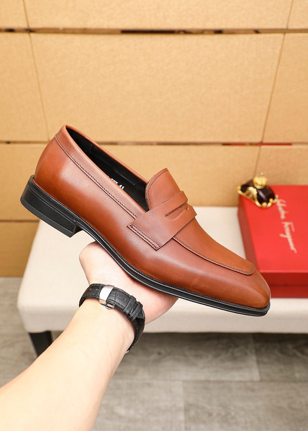 Ferragamo Leather Bit Loafers - Stacked Heel