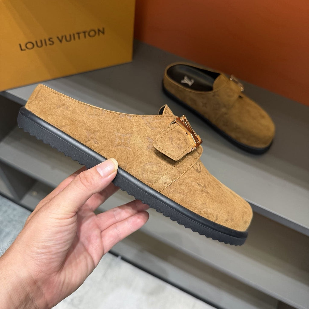 Louis Vuitton Monogram Buckle Slide Sandals