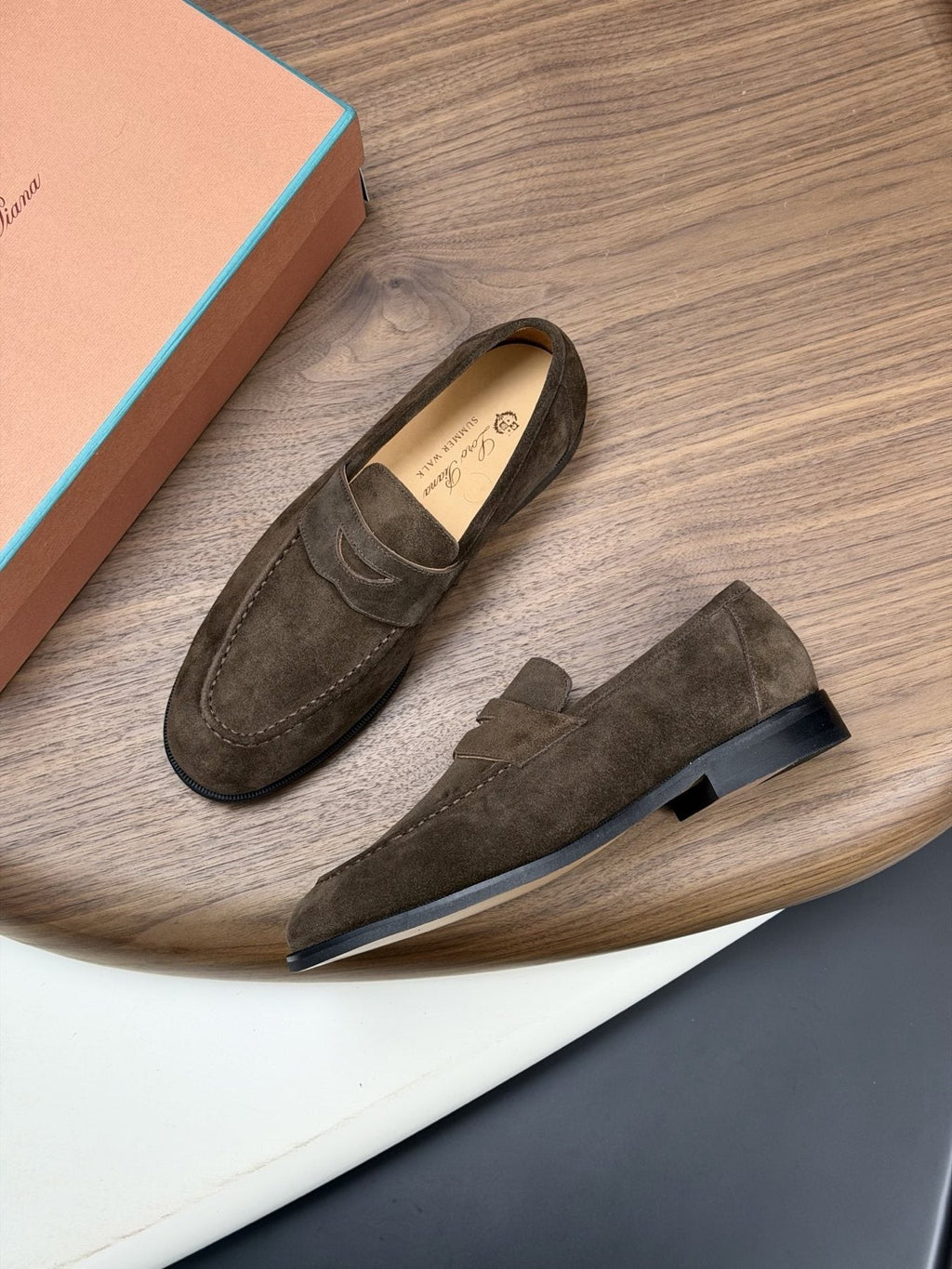 Loro Piana Men's Textured Leather Penny Loafers