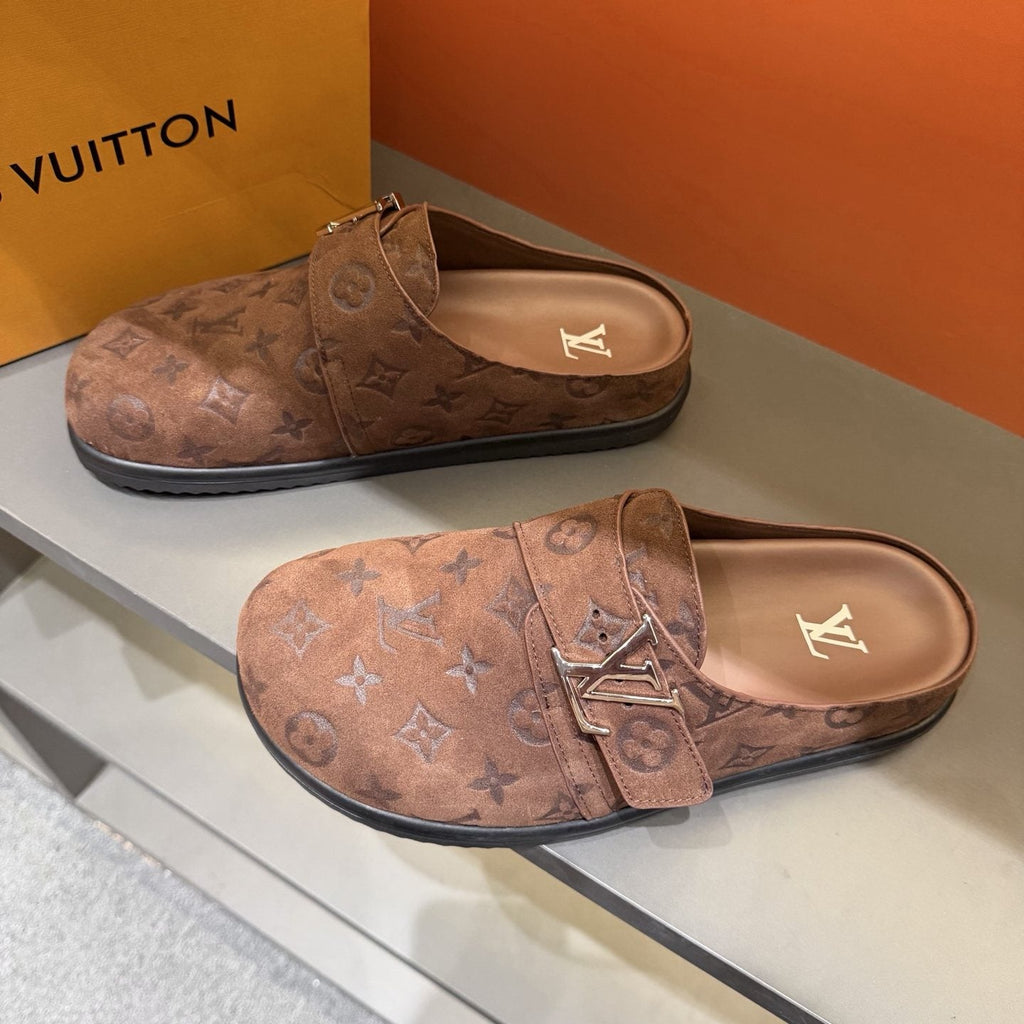 Louis Vuitton Men's Monogram Buckle Mules