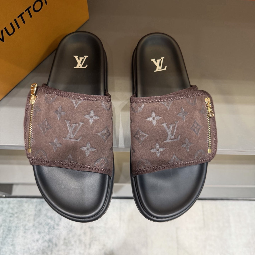 Louis Vuitton Monogram Zip Slide Sandals