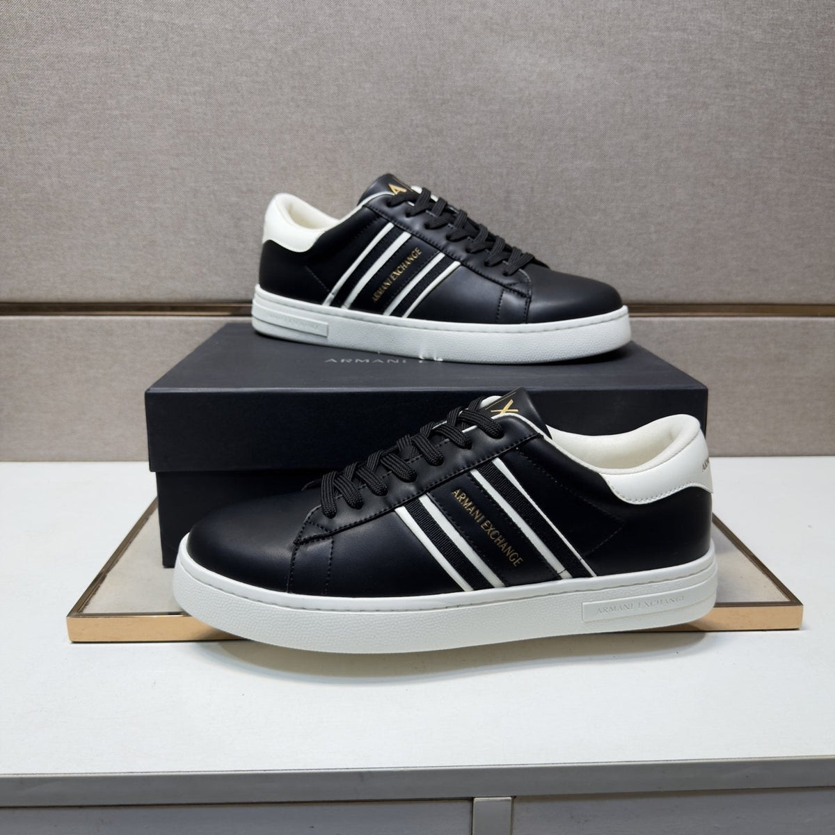 Armani Men's Striped Low-Top Sneakers