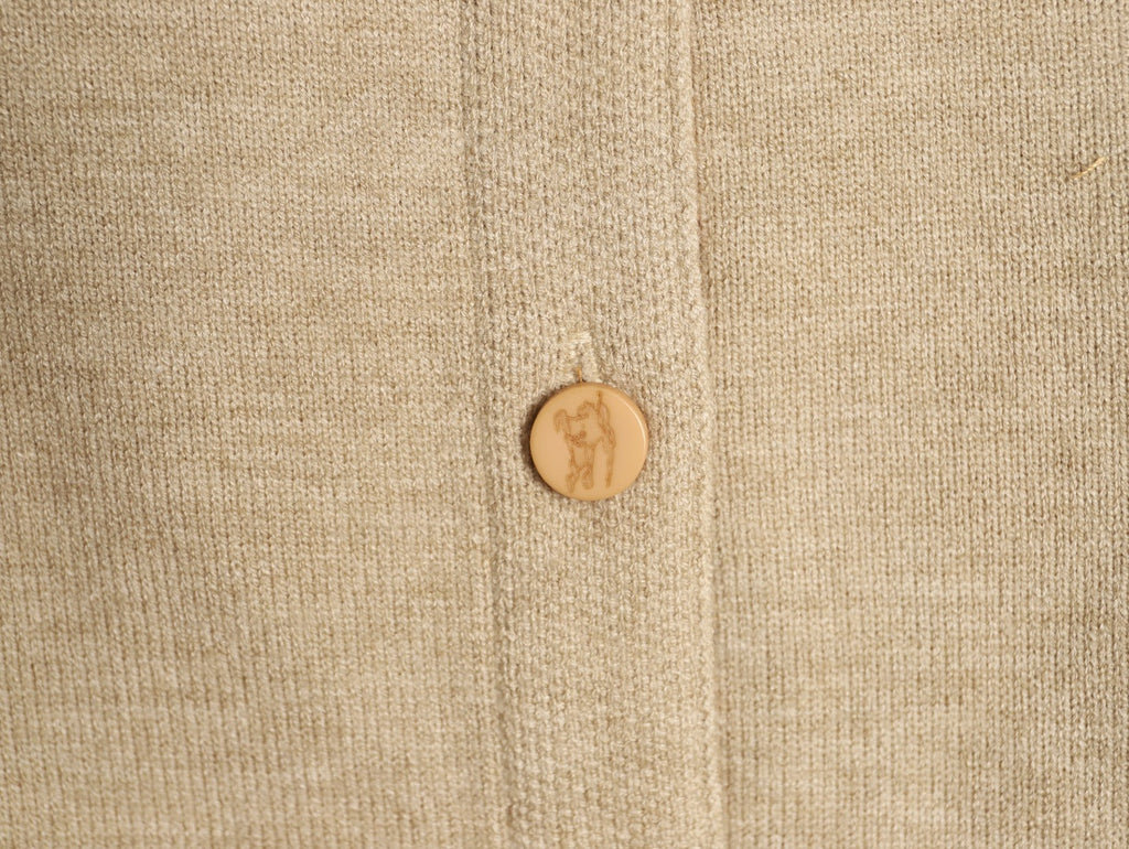 Burberry Check-Cuff Button-Front Cardigan - Beige