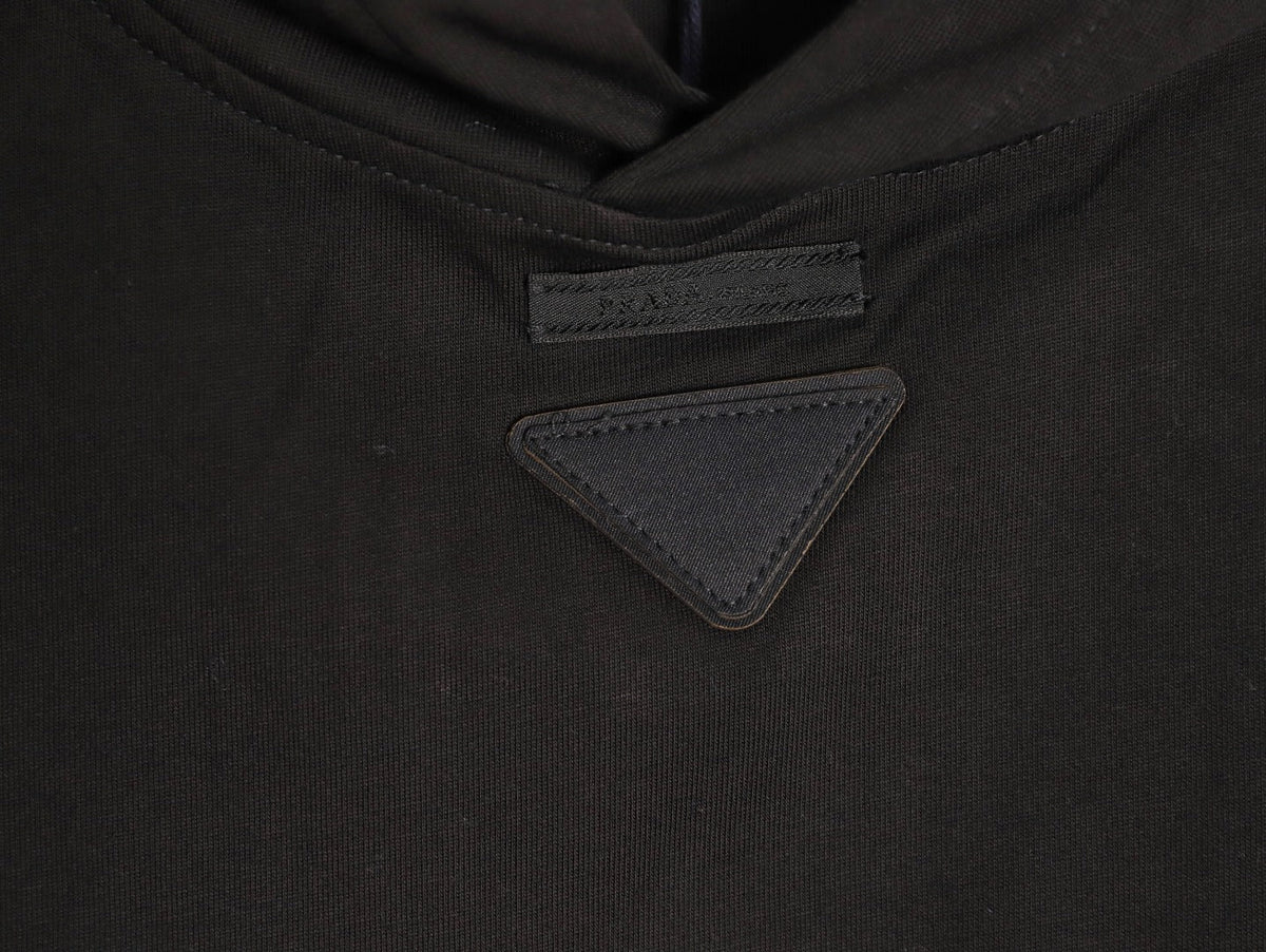 Prada PRD Neck-Label Relaxed Pullover Hoodie - Black