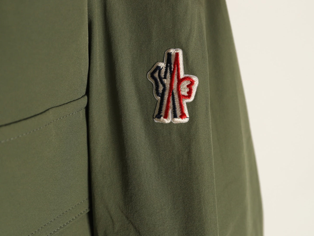 Moncler Utility Shirt-Collar Jacket - Olive Green