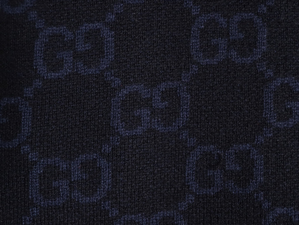 Gucci Tonal Allover-Pattern Short-Sleeve Knit Polo Shirt - Navy
